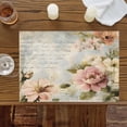 thumbnail image 2 of Farmhouse Pink Floral Placemats for Dinning Table Set of 6, Spring Vintage Botanical Flowers Burlap Kitchen Place Mats Waterproof Cloth Table Mats, Indoor Outdoor Placemats Easy Clean Dinner Decor, 2 of 8