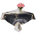 thumbnail image 2 of Marble Black Table Cloth Waterproof Tablecloths, Abstract Gold White Brick Stone Motif Tablecloth Dining Table Cover for Kitchen Party Tabletop Outdoor, Square Tablecloth 60x60 Inch, 2 of 9