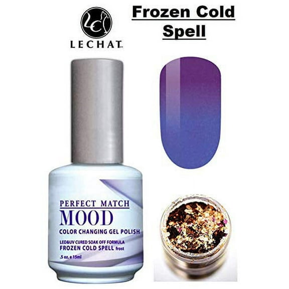 LeChat Perfect Match Mood Color Changing Gel Polish (with Nail Glitter Kit) LED & UV Cured Soak Off Nail Formula 0.5 oz (Frozen Cold Spell)