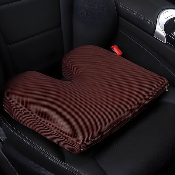 LAMIRO Comfort Portable Large Car Wedge Seat Cushion Sciatica And Lower Back Pain Relief Anti Slip Cushion For Wheelchair Truck Improve Driving View-Brown-41x41cm