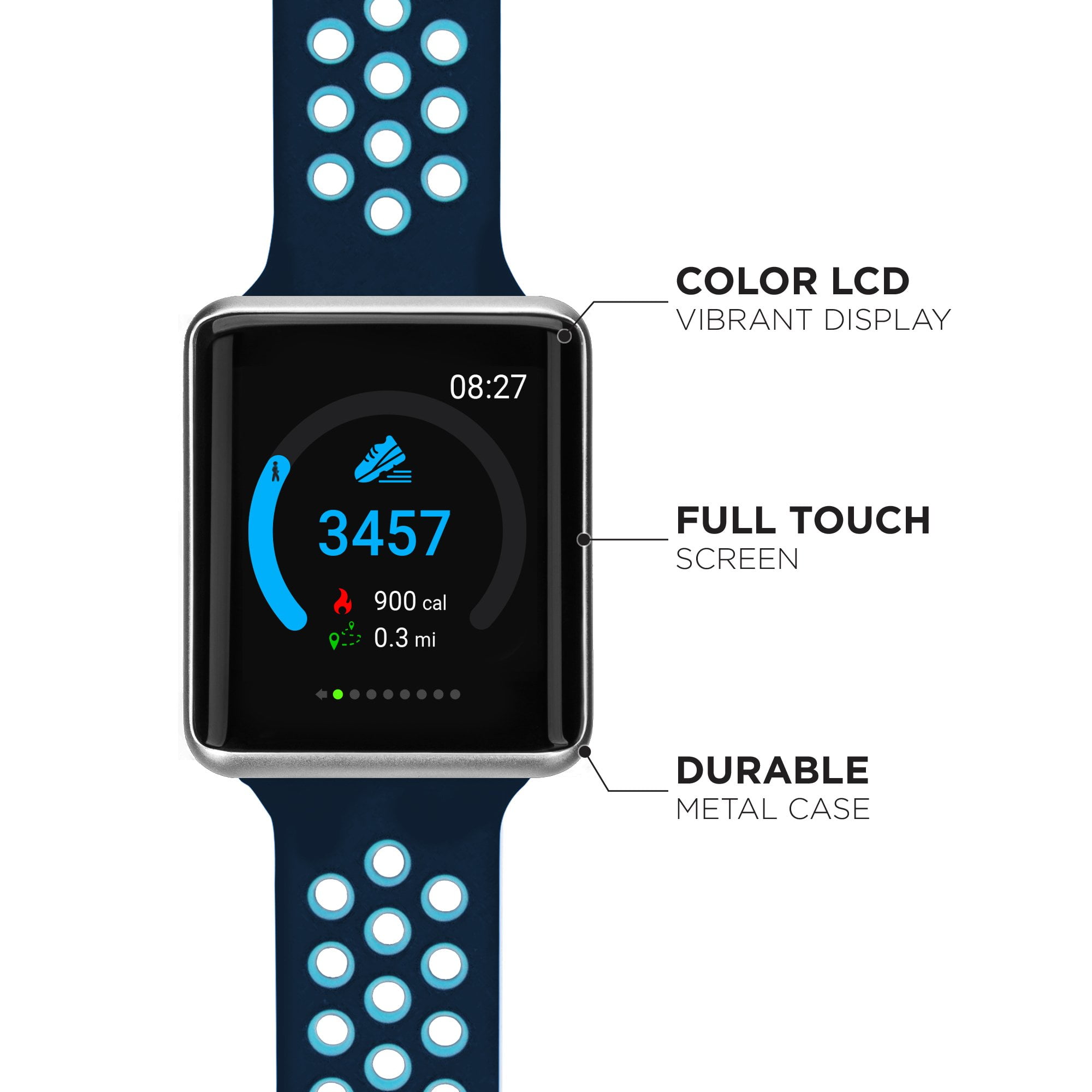 iTouch Air SE Smartwatch Fitness Tracker Heart Rate Step Counter Sleep Monitor Text Messages IP67 Water Resistant for Women and Men up to 30 Day Battery Touch Screen Compatible w Android & IOS