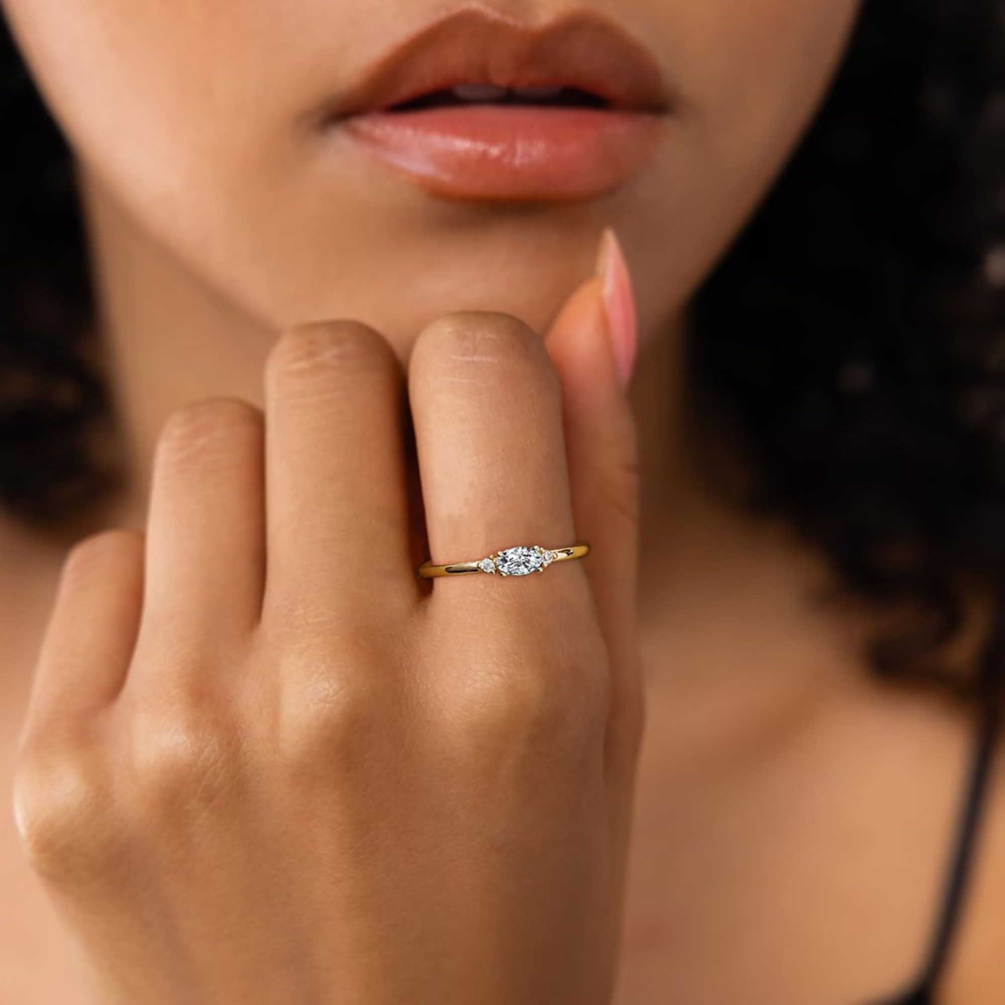 Lunvky 18K Gold Plated April Birthstone CZ Ring photo 6