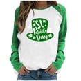 thumbnail image 1 of DPTALR Women's Spring Patchwork St. Patrick's Day Printed Long Sleeves Round Neck Casual Tee Tops Blouse, 1 of 6