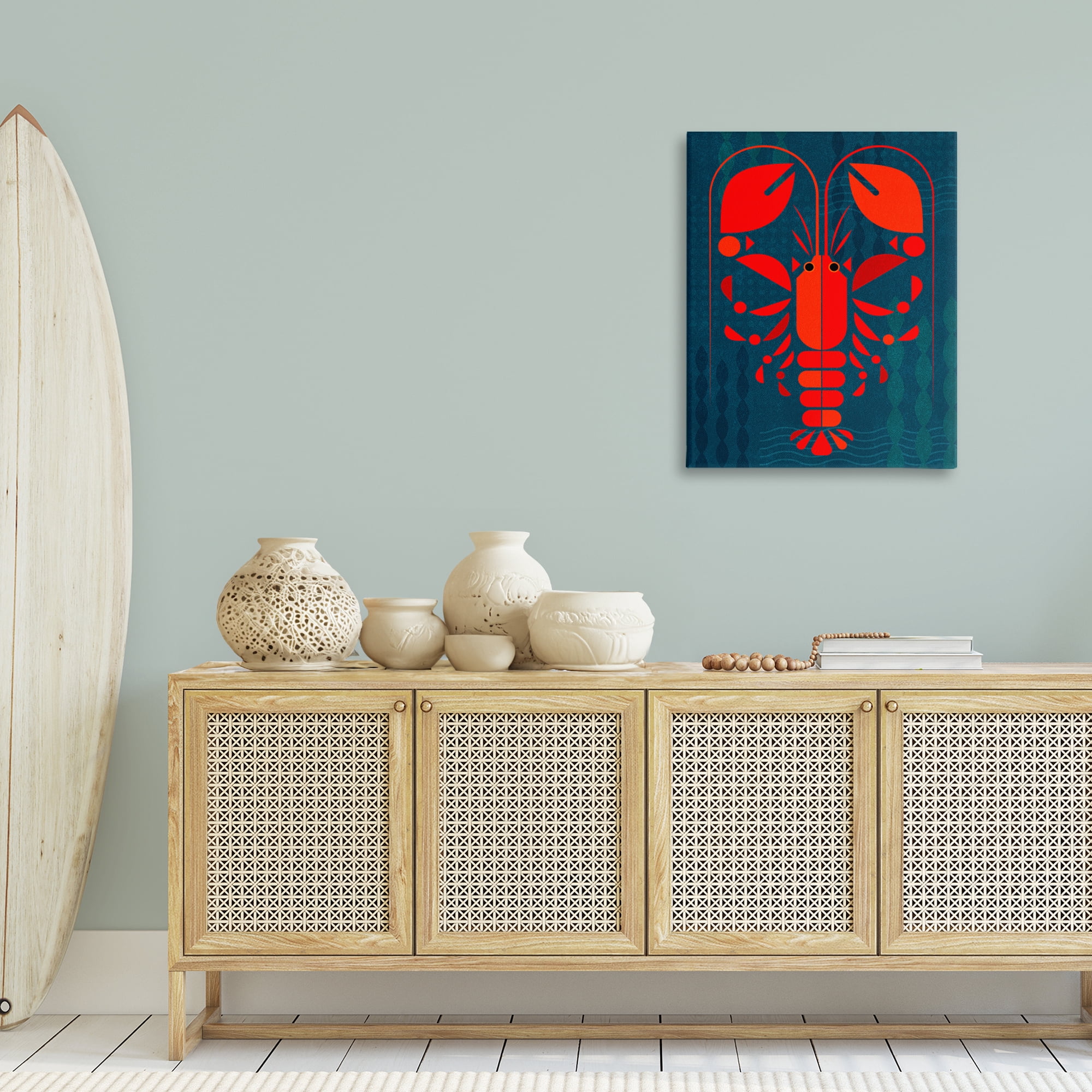 Stupell Industries Nautical Lobster Shape Animals Painting Wrapped Canvas Art Print Wall Art, 24 x 30