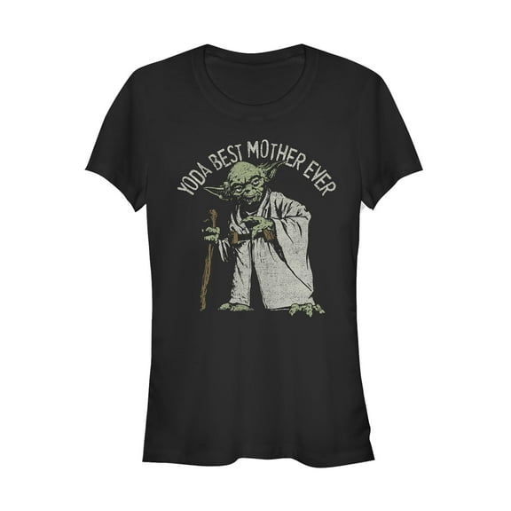 Junior's Star Wars Yoda Best Mother Ever  Graphic Tee Black Medium