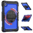 thumbnail image 3 of ELEHOLD Case for Lenovo Tab M11 11inch TB330FU TB330XU,Heavy Duty 3-Layer Protection Case Built-in Screen Protector 360° Rotating Kickstand Handstrap Shoulder Strap Shockproof Cover,Black+Blue, 3 of 8