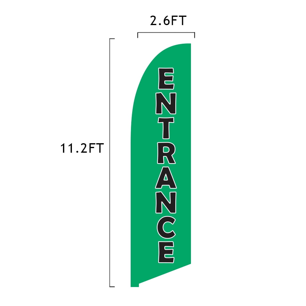 Premium Entrance Feather Flag Kit - Includes 13ft Sectional Aviation Grade Fiberglass Poles, Entrance Flag, Ground Spike, and Pole Sleeve Bag
