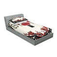 thumbnail image 2 of Ambesonne Ethnic Fitted Sheet & Pillow Sham Set, Ornate Folkloric Graphic, Twinxl, Beige Black Red, 2 of 2