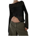 thumbnail image 1 of Timegard Hauts pour Hauts Col Rond Manches Longues Tee Creux Couverture Automne Décontracté Ample Blouse, 1 of 6