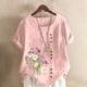 thumbnail image 2 of Camiseta suelta informal de verano con cuello redondo y manga corta con estampado de flores para mujer OAVQHLG3B Store  lin121212, 2 of 4