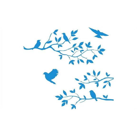 Blue 20" x 59" Burnish Birds & Blossoms Vinyl wall art Inspirational quotes and saying home decor decal sticker