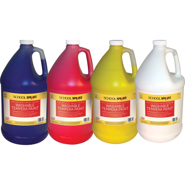 School Smart Washable Tempera Paint, Gallons, 4pk