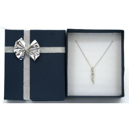 - 14K White Gold Italian Horn Charm with 18