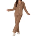 thumbnail image 5 of MINTREUS Women's Pajama Sets Knit Long Sleeve Button Down Pjs Soft Sleepwear Lounge Sets with Pockets, 5 of 9