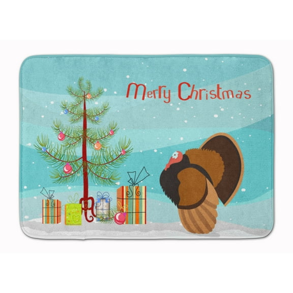 Carolines Treasures BB9353RUG Bronze Turkey Christmas Machine Washable Memory Foam Mat Teal 19 X 27" multicolor