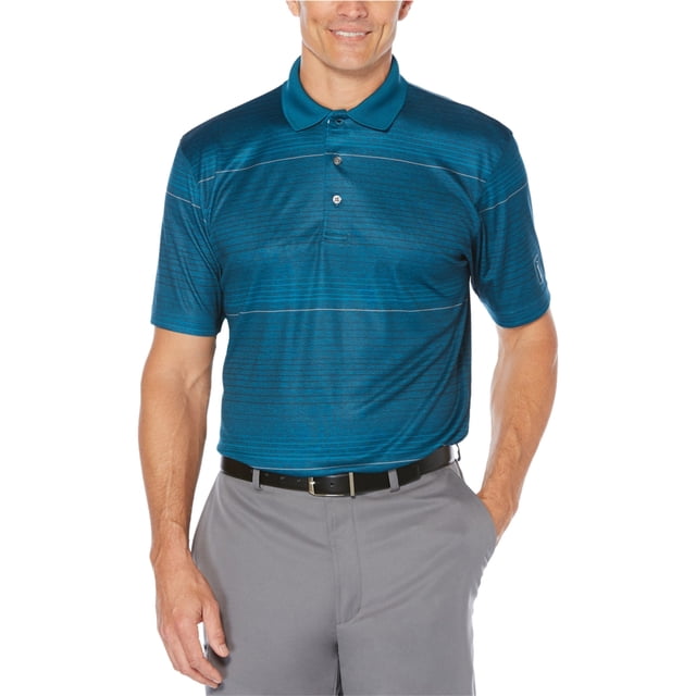 Polo de rugby PGA Tour con rayas jaspeadas para hombre verde grande Polo rugbi
