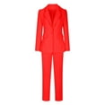 thumbnail image 4 of Meresysid Women's Blazers For Women Trendy Business Casual Jackets Button Pocket Long Sleeve Open Front Cardigan Work Suit Fall Fashion Blazer Two-Piece Set Red, 4 of 5
