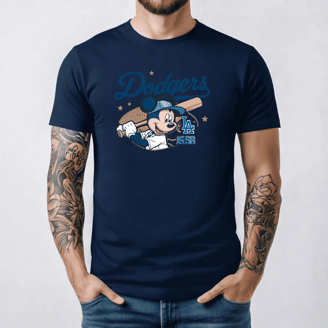 Mickey Mouse Dodgers 1958 Chandail de Baseball, Chandail de Baseball Mickey, Chandail de Sport Disney, Chandail de Baseball Dodgers, Chandail de Dodgers