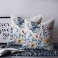 thumbnail image 2 of Pillow Covers 20x20 Set of 2, Blue Spring Floral Throw Pillow Covers Decorative Couch Cushion Cover, Vintage Watercolor Summer Botanical Microfiber Soft Square Pillowcases for Bedroom Sofa, 2 of 7