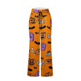 thumbnail image 5 of Domzest Halloween Pajama Pants for Women Drawstring Elastic Waisted Pumpkin Ghost Bat Graphic Sleepwear Wide Leg Cute Pj Bottoms Saffron S, 5 of 6