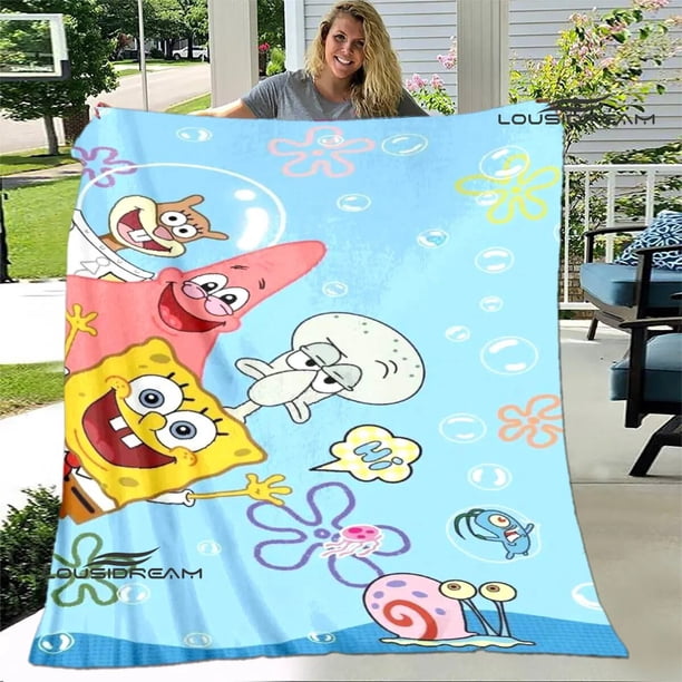 Mantas con estampado de dibujos animados de bob Esponja para mantener el calor, suave y cómodo, manta de cama de viaje para el hogar, forros de cama, regalo de cumpleaños
