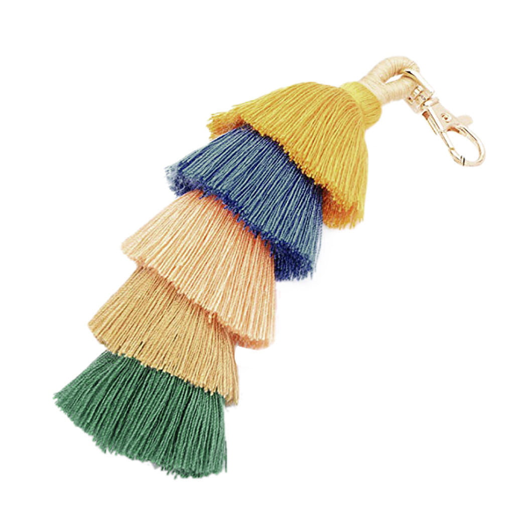 Colorful Boho Pom Pom Tassel Bag Charm Key Chain 