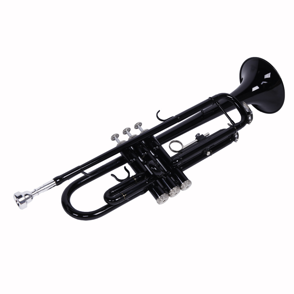 Drop B Trumpet Black Nickel Plating, Strong Brilliant Tone with Mouthpiece & Gloves Beginner-Friendly, Stage-Ready Brass Instrument