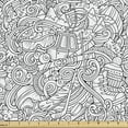 thumbnail image 1 of Ski Pattern Fabric by the Yard, Monochrome Art Outline Jumble Doodle of Winter Cold Season Items, Decorative Upholstery Fabric for Sofas and Home Accents, 5 Yards, Charcoal Grey and White by Ambesonne, 1 of 4