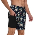 thumbnail image 2 of Yiaed Cartoon Sharks Print Mens Swim Trunks Bathing Suit Compression Liner Beach Swim Shorts Swimwear Quick Dry Zipper Pocket No-Chafing Board Short-Large, 2 of 6