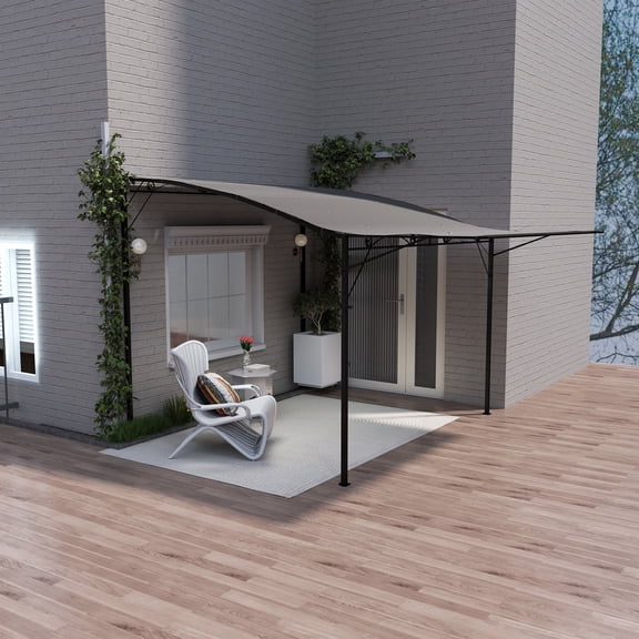 Outsunny 10' x 8' Outdoor Pergola and Patio Gazebo, Extendable Side Awning, Sun Shade Shelter for Garden, Camper, Deck, Doors and Windows, Brown