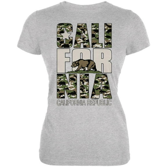 Camo Bear California Republic Oversize Juniors Soft T Shirt Heather SM