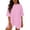 Pink, variant on Two Piece Lounge Sets for Women Round-Neck Solid Shirt Sleeve Blouse Long Pants Elastic Waist Sets with Pockets