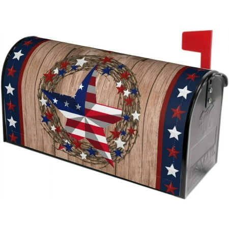 

American Flag Star Patriotic Mailbox Cover Magnetic 4th of July Independence Day Mailbox Cover Standard Size 21 x 18 In Farmhouse Rustic Welcome Post Box Cover Wraps Garden Yard Home Decor for Outdoor