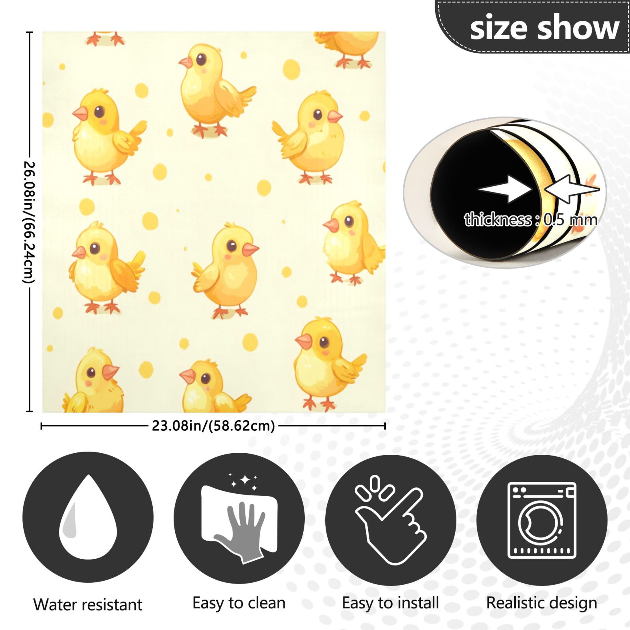 Dishwasher Magnetic Sticker 23x26 Inch Refrigerator Magnetic Sticker Washing Machine Magnetic Sticker Kitchen Panel Magnetic Sticker Home Decor Cute Yellow Chicken