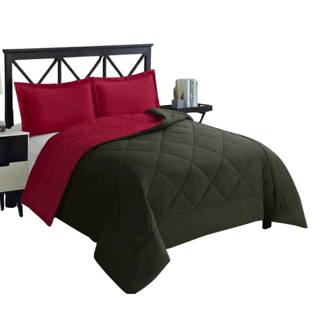 Edredón Matrimonial Doble Vista Hudson & Main Reversible Rojo y Negro