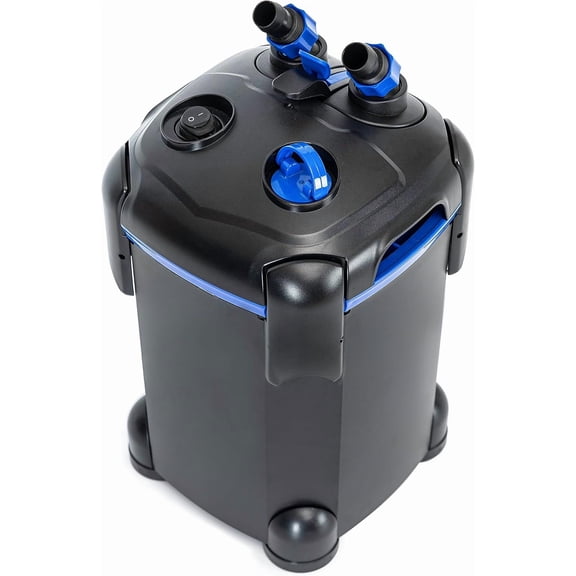 MY.225GPH Ultra-Quiet Canister Filter, 2-Stage External Aquarium Filter with Free Media for Large Fish Tanks and Aquariums