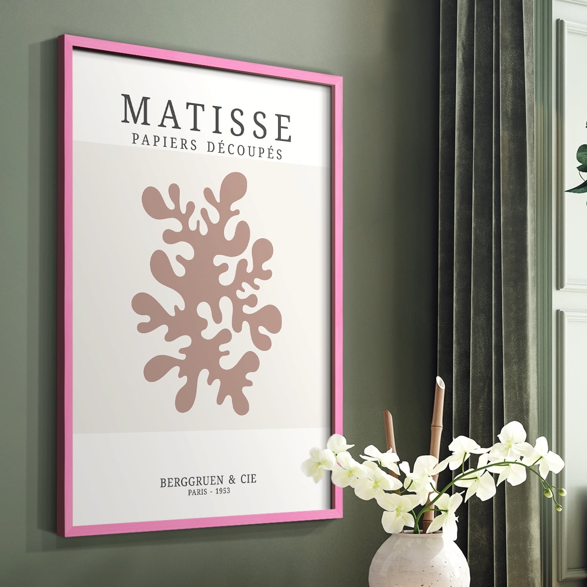 Matisse CDXXX in Pink Solid Wood Framed Print No Nail Hanging