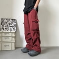 thumbnail image 4 of Summer Thin Pants Men Fashion Pocket Cargo Pants Men Japanese Streetwear Hip-hop Loose Straight Pants Mens Oversized Trousers, 4 of 6