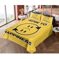 thumbnail image 4 of Ambesonne Emoji Fitted & Top Sheet Set with Sham, Modern Happy and Sad Face Art, Mustard Black White, 4 of 5