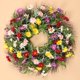 thumbnail image 4 of Corona primaveral con hojas y flores artificiales para la puerta principal | Corona floral de follaje artificial para la puerta, ideal para decoración de interiores y exteriores, 4 of 8