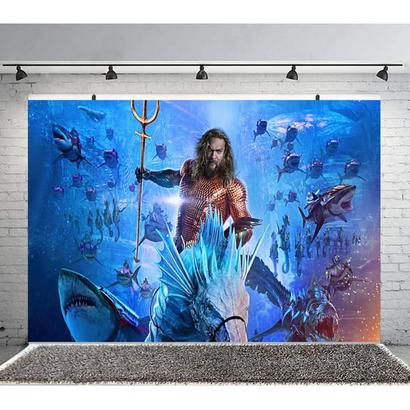 Aquaman Backdrop Banner Party Supplies Poster Movie Theme Background for Photography Kids Birthday Decorations