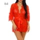 thumbnail image 1 of Mujeres Kimono Camisón Lencería de encaje Bata Sexy Malla Ropa de dormir, L, Rojo Inevent XX000064-13, 1 of 7