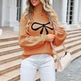 thumbnail image 2 of Sweaters for Women Plus Size Long Sleeve Round-Neck Bow Tie Knitted Sweater, 2 of 6