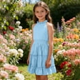 thumbnail image 2 of Ruyang Teen Girls Halter Sleeveless Dresses Ruffle Hem Slim Fit A-Line Swing Dresses Summer Trendy Solid Casual Breathable Skirts, 2 of 7