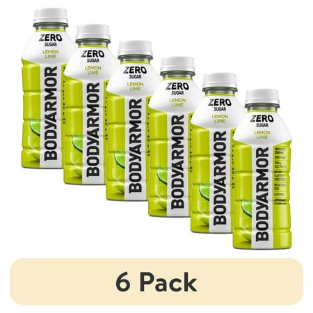 (6 pack) BODYARMOR Zero Sugar Lemon Lime Electrolyte Sports Drink Bottle, 16 fl oz