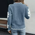 thumbnail image 5 of Wutalume Women's Casual Fashion Floral Jacquard V-Neck Knitted Sweater, Elegant Printed Top, Loose Fit Long Sleeve Pullover for Stylish Everyday Wear,Sky Blue S, 5 of 6