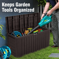 thumbnail image 6 of 75GAL Outdoor Storage Box, Seizeen Deck Box for Outside, Storage Bench w/Wheels & Padlock, All-weather Waterproof Patio Storage Container for Cushions, as Seat Max 250LBS, Espresso, 6 of 8
