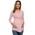thumbnail image 4 of Ecavus Women's Maternity Tops Shirts Long Sleeve V Neck Pregnancy Blouse DustyPink XL, 4 of 7