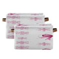 thumbnail image 2 of Christmas Pink Snowflakes Bows Square Storage Bins with Handles Collapsible Containing Box 1 Pack, 2 of 9