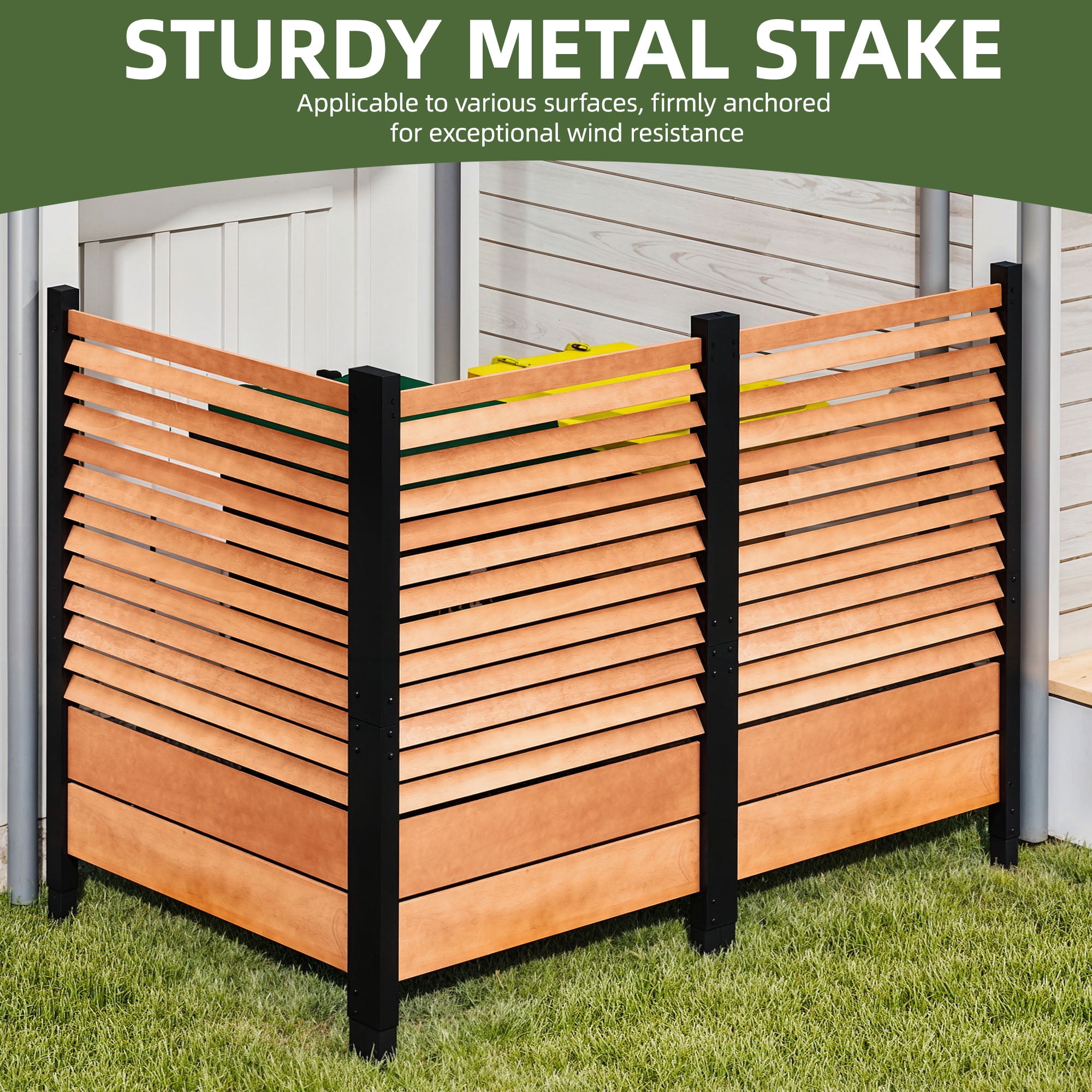 Uforic Outdoor Privacy Fence Panel - Weatherproof Wooden AC Unit Cover, Backyard & Patio Privacy Screen for Garden, Deck, Brown（1 Panel）